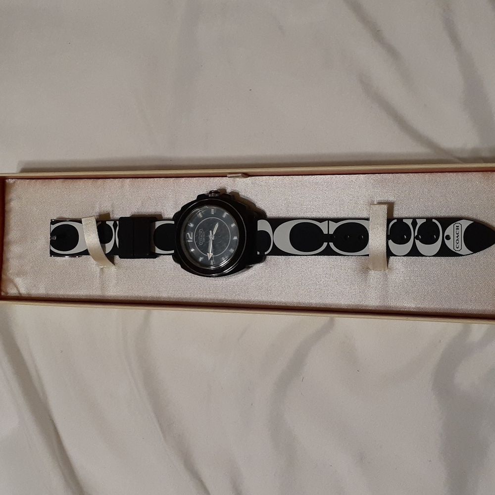 Coach Resin Watch Blk/Wt Wmns